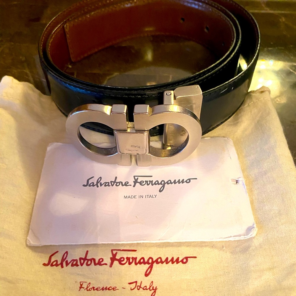 Auth Salvatore Ferragamo men’s reversible belt
